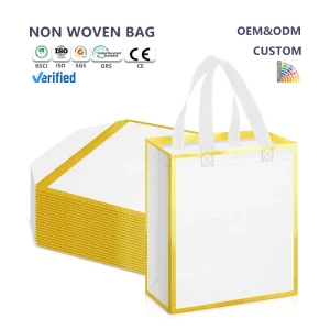 Customized Logo Printing Promotion Reusable PP Non Woven Fabric Gift Handle Tote Package Shopping Tote Bag