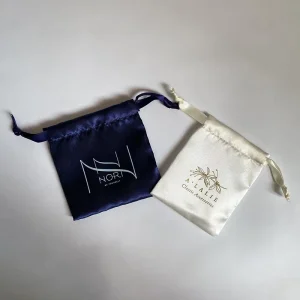 Customized Logo Recyclable Biodegrada Silk Jewelry Pouch Textile Packaging Gift Satin Bags With Drawstring