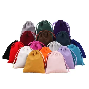 Customized Logo Recyclable Drawstring Cotton Jewelry Pouches 9*12cm for Candles and Stickers