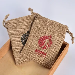 Customized Logo Recyclable Printed Jute Pouch Durable Burlap Bag Drawstring for Gift Packaging Durable and Eco Friendly