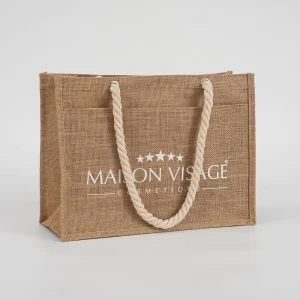 Customized Portable Linen Handbag Simple And Reusable Shopping Bag Holiday Casual Jute Tote Bag