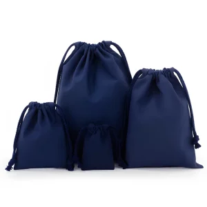 Customized Print Logo Eco Friendly Organic Cotton Drawstring Bag Cotton Pouch Customized Size