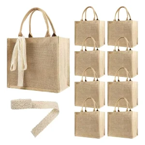 Customized Recyclable Eco Friendly Washable Gift Wedding Bag Blank Burlap Jute Tote Bags With Printed Logo