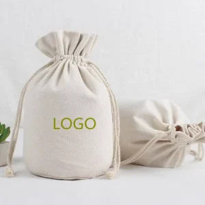 Customized Reusable Cotton Packaging Garment Bags Round Bottom Canvas Drawstring Pouches Organic Dust Bag