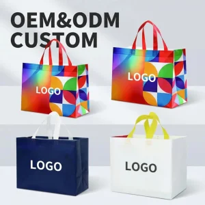 Customized Reusable Fabric Nonwoven Grocery Shopping Bags Gold Gift Bags Non Woven Shopping Tote Bags With Custom Printed Logo
