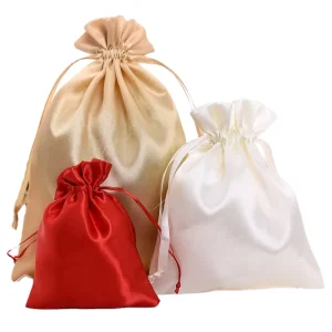 Customized Small Personalized Drawstring Satin Jewelry Bags Textile Packaging