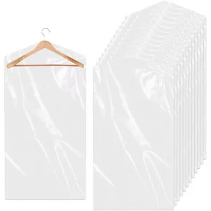 Customized Transparent Recyclable PE Plastic T shirt Hanging Bags Hotel Dry Cleaning Dust proof Clothing Storage Bags