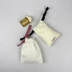 Double String Cotton Drawstring Bag Cotton Fabric Custom logo Drawstring Pouch Packaging Bags