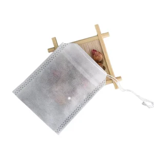 Draw String Sachet Tea Bags Non Woven Fabric White 10*12cm for Herbal Plant Medicine Cooking Packaging Printing Product