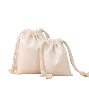 Drawstring Cotton Clothing Shopping Bag Customized Muslin Cotton Jewelry Cosmetic Gift Pouch With Rope