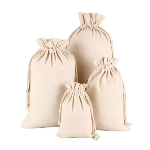 Drawstring Cotton String Bag Cotton Pouch Customized Size Customized Color Packing Acceptable