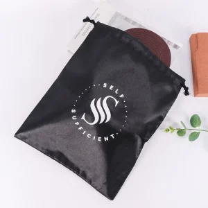 Drawstring Pouch Custom Gift Packaging Dust Satin Bag with Logo for Hat