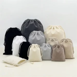Drawstring Velvet Cloth Bag Jewelry Storage Bag Custom Velvet Cloth Gift Packaging Drawstring Bag with Custom Logo