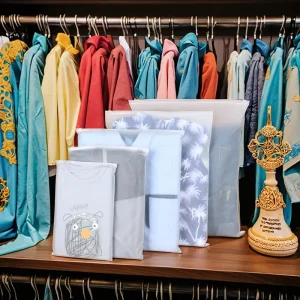 Durable Frosted Zipper Bags with Reusable Slider and Zip Lock Closure for Socks Clothing Fur