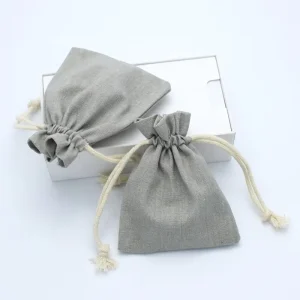 Durable Linen Packaging Pouch Recyclable Cotton Makeup Bag Custom Logo