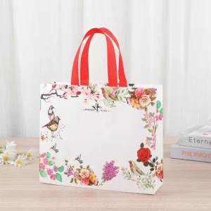 Durable Non Woven Coated Tote Bag with Logo Printing for Clothing Packaging and Craft Advertising Button Closure