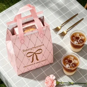 Durable Non Woven Thermal Insulated Delivery Bag Cake Takeaway Food Cooler Bag Portable Carrier Tote Bag for Bakery Party