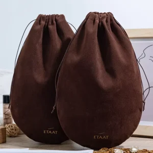 Durable Suede Velvet Logo Printed Underwear Bag Recyclable Cloth Dust Pouch Golden Drawstring Packaging Jewelry Gifts