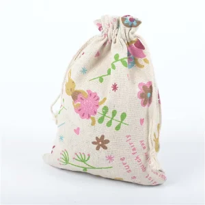 Dust Eco Fabric Cosmetic Lunch Tea Gift Small Canvas Packaging Custom Logo Jewelry Pouch Cotton Drawstring Bag