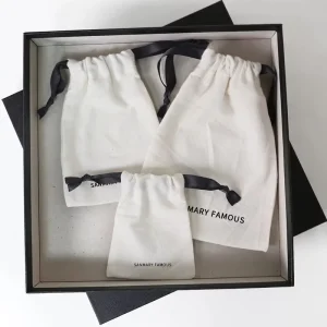 Eco Custom Logo Printed Organic Cotton Muslin Candle Soap Packaging Bag Gift Drawstring Dust Cotton Pouch