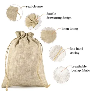 Eco Friendly 15x20CM Jute Gift Pouch Digital Printed Custom Logo Coffee Bean Packaging Jewelry Sack Customizable