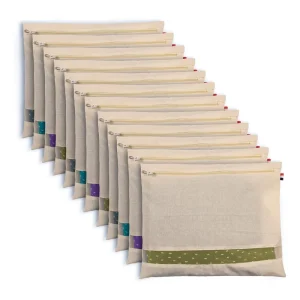 Eco Friendly Biodegradable Organic Cotton Snap Button Bags Reusable Textile Packaging for Grocery Shopping
