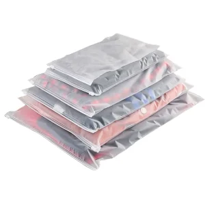 Eco Friendly Clear & Frosted Clothing Zipper Bag Durable Garment Packaging Storage Pouch with Custom LOGO Printing