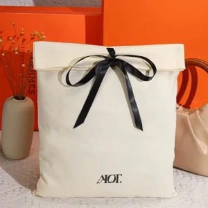 Eco Friendly Clothing Storage Custom Logo Printed Cotton Linen Dustproof Envelope Pouch Organic Muslin Handbag Cotton Dust Bag