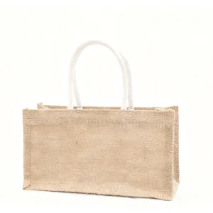 Eco Friendly Custom Logo Jute Bag Laminated Burlap Reusable Linen Beach Tote Hessian Shopping Bags Cartoon Pattern Box Packaging