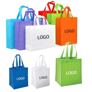 Eco Friendly Custom Logo Plain Blank Grocery Shopping Tote Laminated Non Woven Bag Fabric