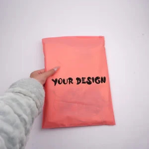 Eco Friendly Custom Printed Clothing Zipper Bags Pink Pouch Tshirt Garment Packaging Bags With Logo Ziplock Plastic Zip Bag