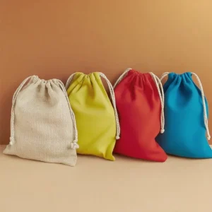 Eco Friendly Customized Cotton Drawstring Bag Stock White Colorful Blank Canvas Cotton Pouch for Gift Wrapping Storage