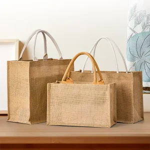 Eco Friendly Customized Grocery Shopping Gunny Burlap Jute Tote Bag