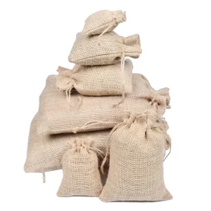 Eco Friendly Drawstring Jute Sack Bag for Packing Rice Corn Coconut Coffee Fruit Vegetable Pouch
