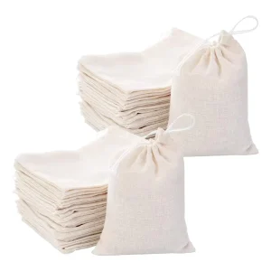 Eco Friendly Durable Cotton Luxury Canvas Drawstring Pouch Gift Bag for Tea Jewelry Wedding Party Favors Storage