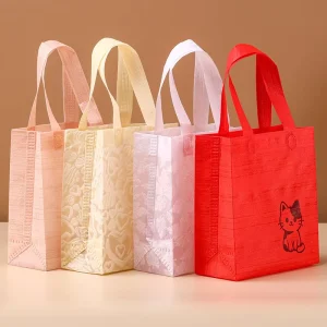 Eco Friendly Embossed Non woven Supermarket Handbag Gift Bag for Wedding Candy Souvenir Children’s Day Valentine’s Day