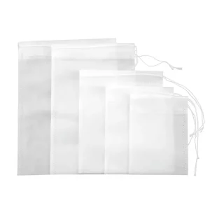 Eco Friendly Food Grade Non Woven Fabric Silk Screen Printed Customizable Tea Filter Sachet Bag with Draw Strings Packaged
