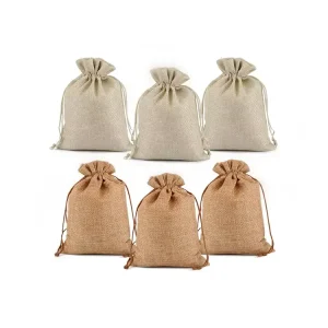 Eco Friendly Jute Coffee Bean Packaging Drawstring Bag Custom Logo Printed Natural Hemp Shopping Bag Cosmetic Gifts Dust Bag