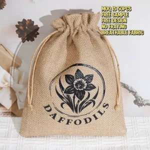 Eco Friendly Jute Gift Packaging Drawstring Bag Custom Logo Printed Burlap Hemp Coffee Christmas Gift Packing Jute Pouch