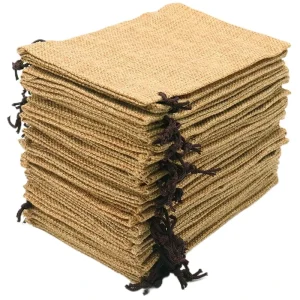 Eco Friendly Jute Linen Reusable Gift Bags Drawstring Closure for Jewelry Wedding DIY Reusable Gift Packaging Jute Pouches