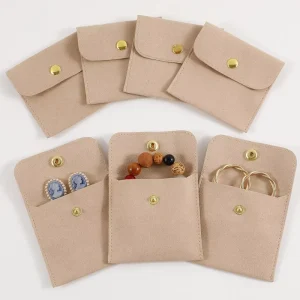Eco-Friendly Microfiber Snap Button Envelope Jewelry Pouch Portable Travel Multi Grid Storage Bag Custom Logo Color