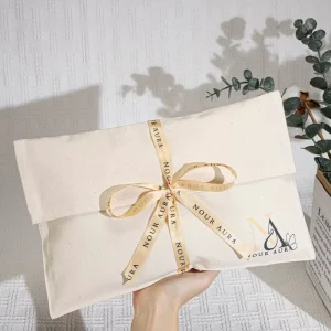 Eco-Friendly Natural Cotton Canvas Envelope Packing Bag for Clothes Reusable Printed Muslin Cotton Handbag Pillow Dust Pouch