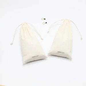 Eco Friendly Natural Cotton Pouch Cloth Packaging Drawstring Gift Organic Muslin Cotton Shopping Dust Bag With Cotton String