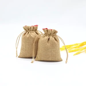 Eco Friendly Natural Linen Drawstring Bag Jute Burlap Hemp Dust Bag for Gift Packaging
