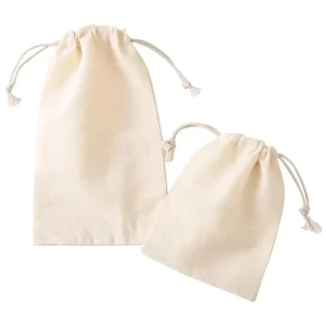 Eco Friendly Natural Muslin Pouch Custom Logo Printed Organic Cotton Gift Coffee Tea Bread Storage Drawstring Dust Muslin Bag