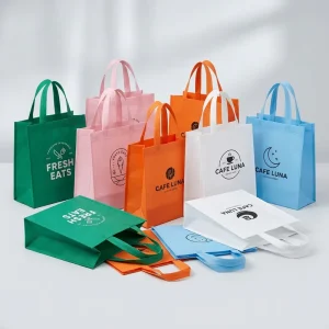 Eco Friendly Non Woven Material Recyclable Tote Bags Fabric Shopping Bag PP Laminated Custom Printed Logo for Grocery