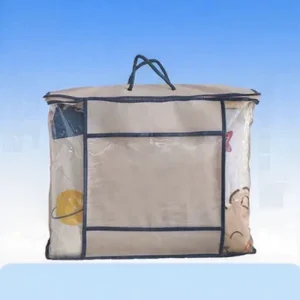 Eco Friendly Non woven Fabric Packaging Bag Set for Home Textiles Four Piece Transparent Storage Bags Zipper Top Customization