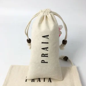 Eco Friendly Organic Drawstring Cotton Bag with logo Cotton Gift Dust Packaging Pouch with logo 100%cotton