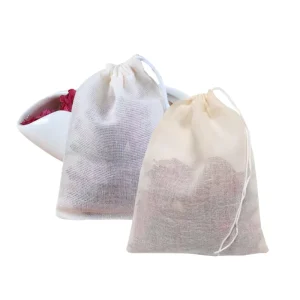 Eco Friendly Recyclable 100% Cotton Muslin Bag Light Weight Gauze Single Sided Drawstring Gift Packaging Dry Glasses Rings Watch