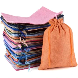 Eco-Friendly Recyclable Cotton Linen Burlap Drawstring Pouch Elegant Wedding Party Candy Gift Bag Packaging